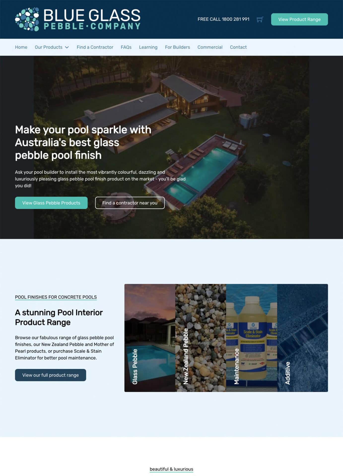 Blue Glass Pebble Company website screenshot